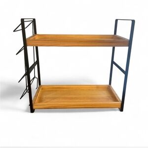 Two-Tier Wooden and Metal Shelf